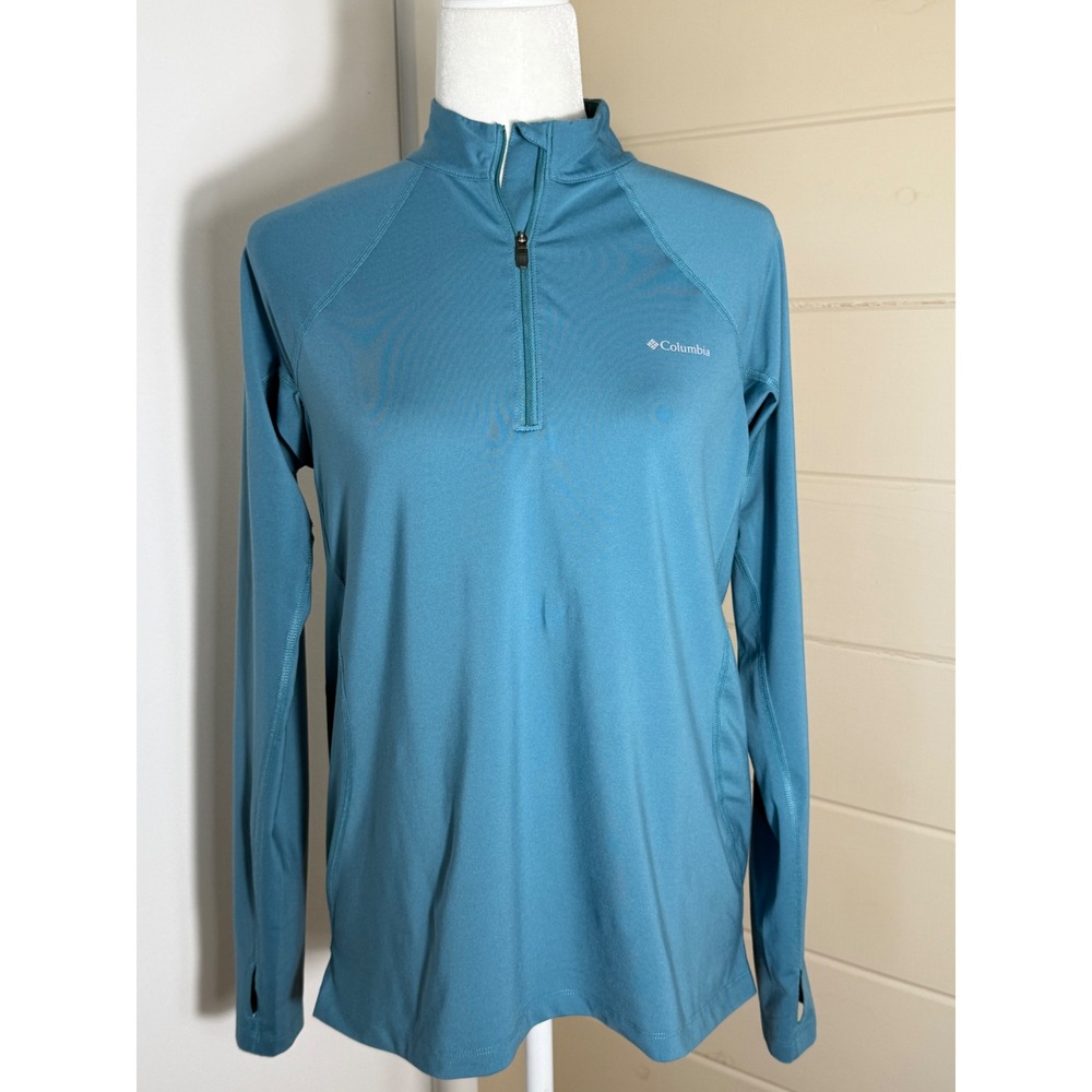 Columbia Pullover XL Teal Omni Heat 1/4 Zip Layer Polyester Blend Athleisure